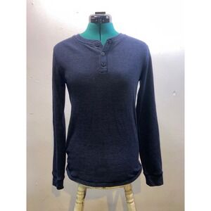 George Gorpcore Classic Capsule Heritage Navy Waffle Knit Thermal Henley Shirt